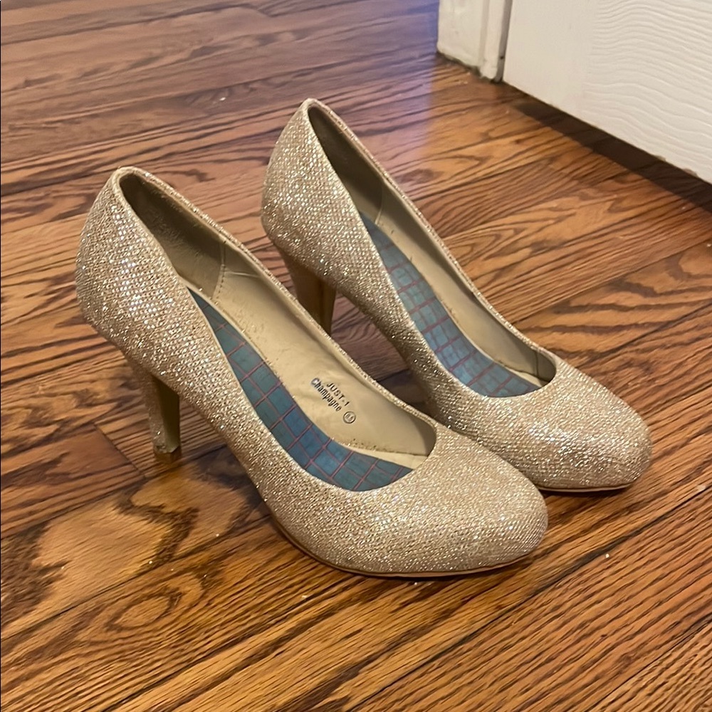 Elegant Gold Glitter Heels